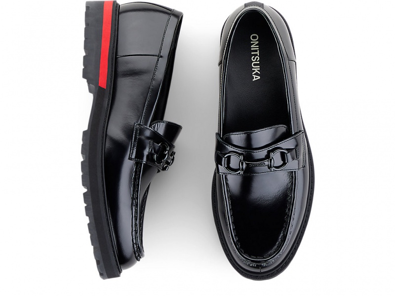 Onitsuka Tiger Bit Loafer Schuhe Herren Schwarz Rot | YZ5697301