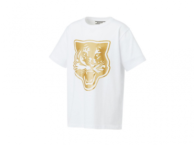 Onitsuka Tiger Logo Graphic T Oberteile Kinder Weiß Gold | PM9547613