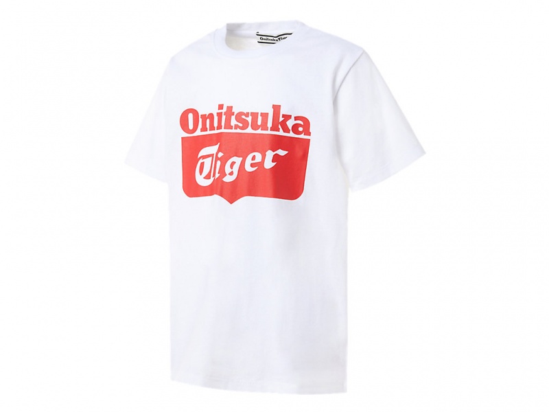 Onitsuka Tiger Logo Tee Oberteile Kinder Weiß Rot | GI2065948