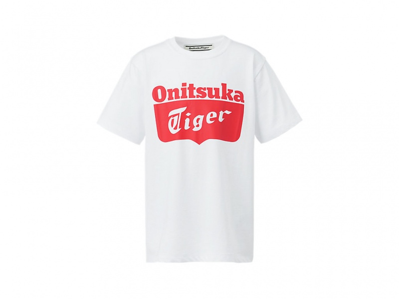 Onitsuka Tiger Logo Tee Oberteile Kinder Weiß Rot | HY0941583