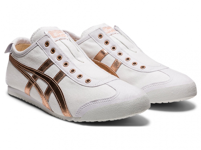 Onitsuka Tiger Mexico 66 Slip On Schuhe Damen Weiß Rosa Gold | LR1963254