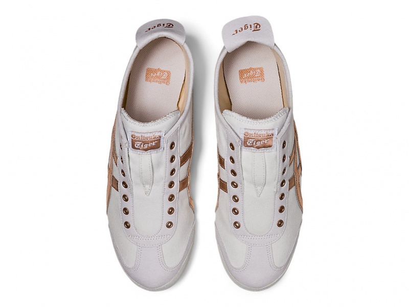Onitsuka Tiger Mexico 66 Slip On Schuhe Damen Weiß Rosa Gold | LR1963254
