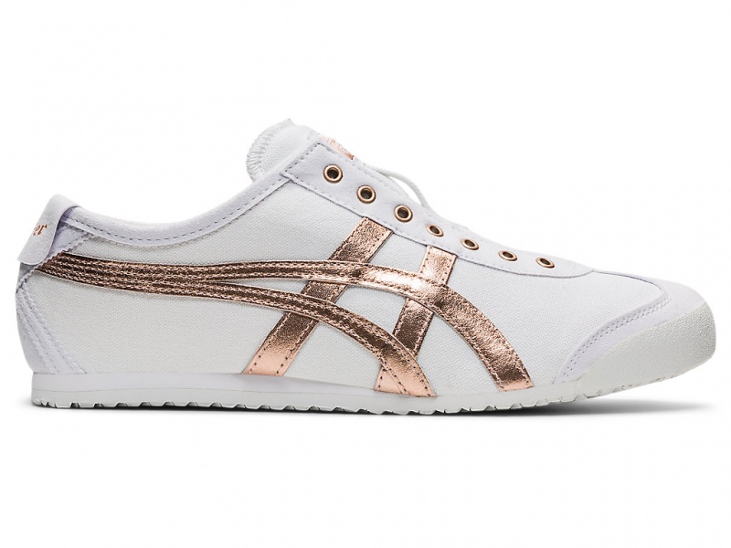 Onitsuka Tiger Mexico 66 Slip On Schuhe Damen Weiß Rosa Gold | LR1963254
