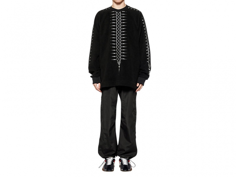 Onitsuka Tiger Oversized Top Kleidung Damen Schwarz Weiß | JU4023516