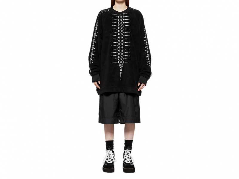Onitsuka Tiger Oversized Top Kleidung Damen Schwarz Weiß | JU4023516